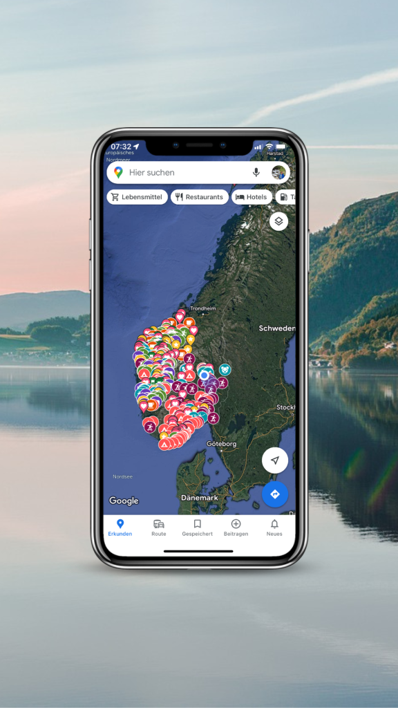Norwegen highlights Karte Maps Urlaub Norwegen